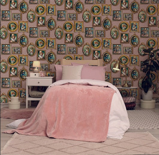 Regal Beasts - Whimsical Animal Wallpaper - Pink