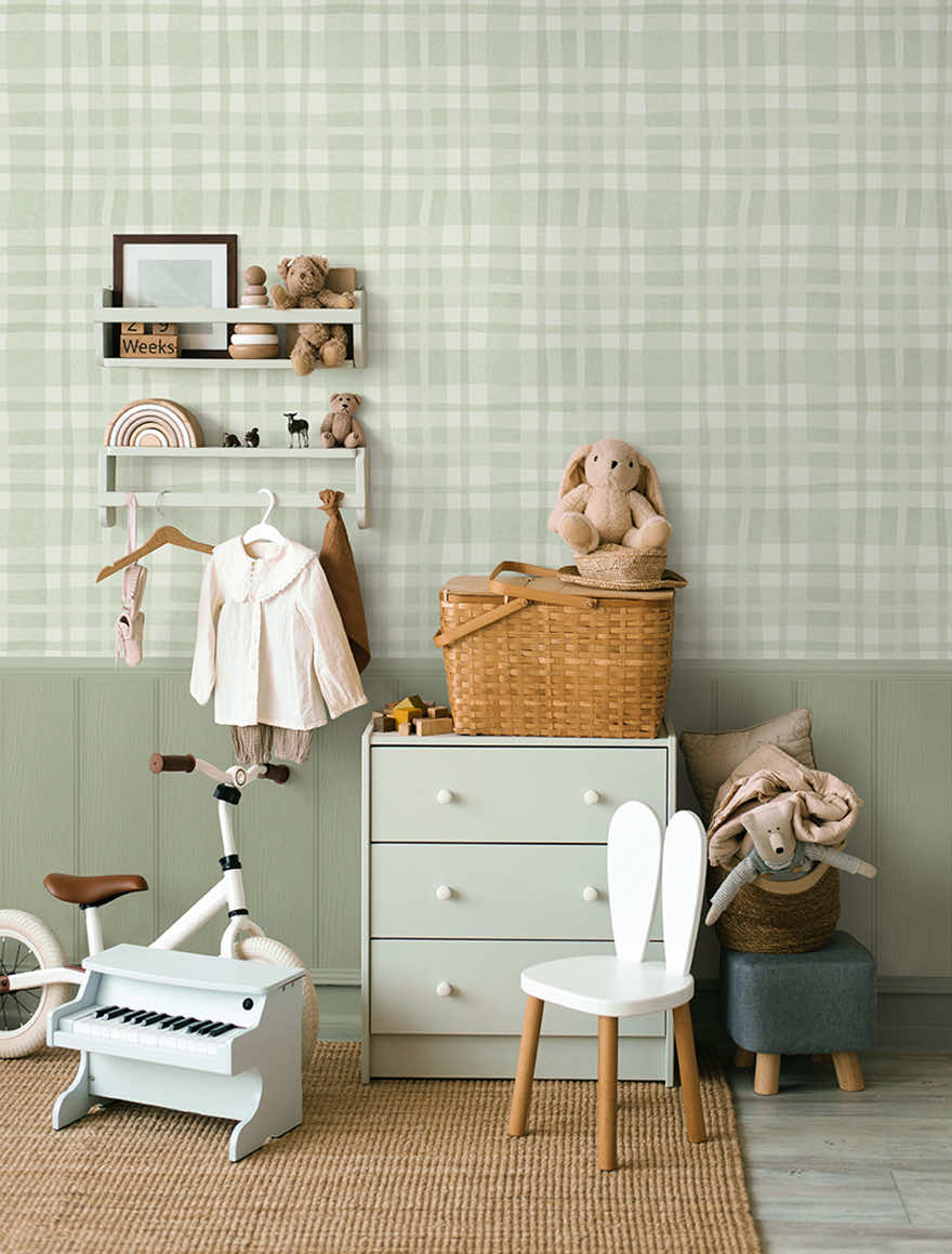 Ivy Plaid Wallpaper - Sage