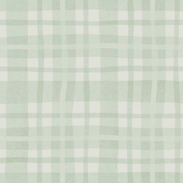 Sample - Ivy Plaid Wallpaper - Sage