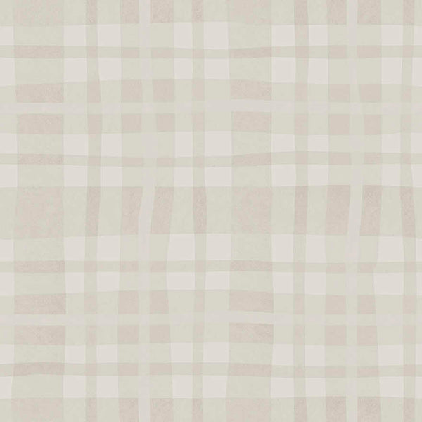 Sample - Ivy Plaid Wallpaper - Warm Grey