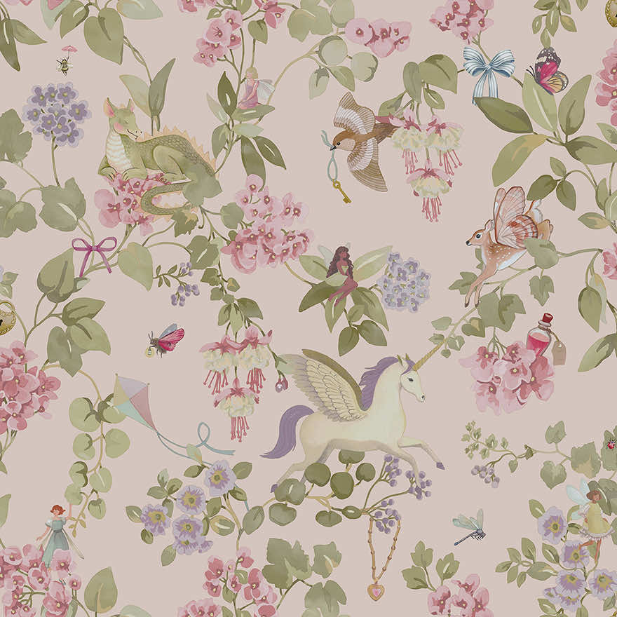 Away with the Fairies Wallpaper - Pink
