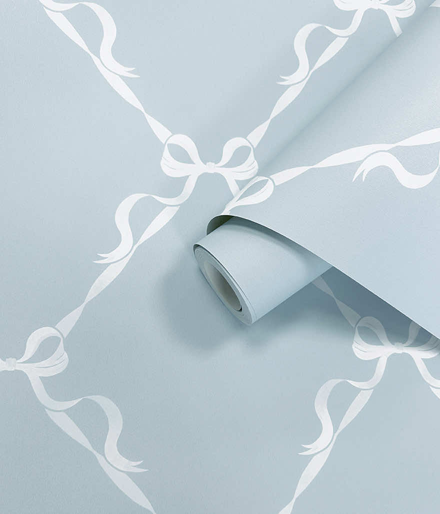 Tied With a Bow Wallpaper - Sky Blue