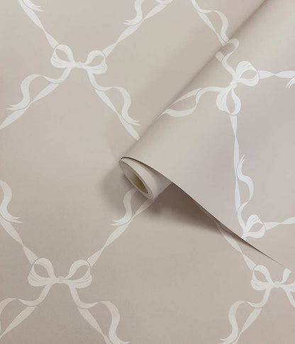Tied With a Bow Wallpaper - Warm Grey