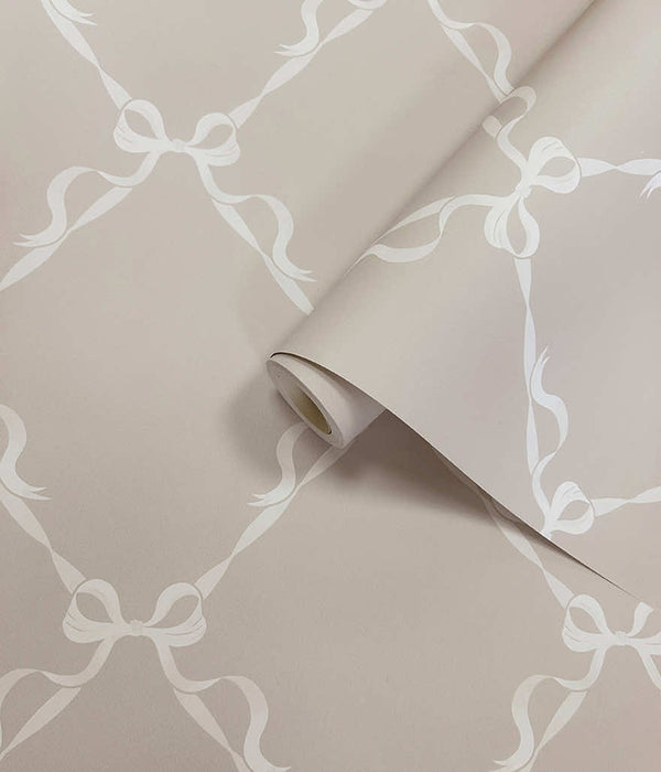 Sample - Tied With a Bow Wallpaper - Warm Grey