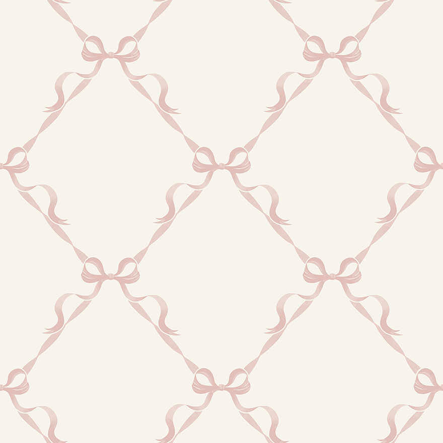 Tied With a Bow Wallpaper - Cream/Pink