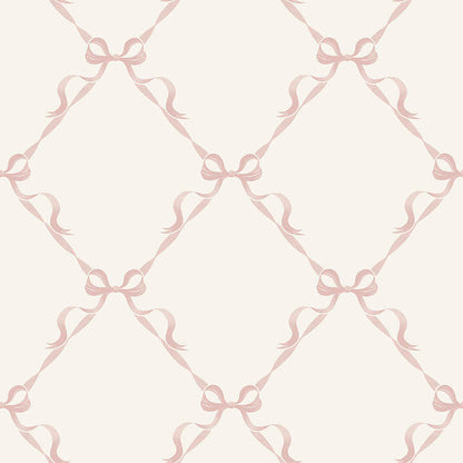Tied With a Bow Wallpaper - Cream/Pink