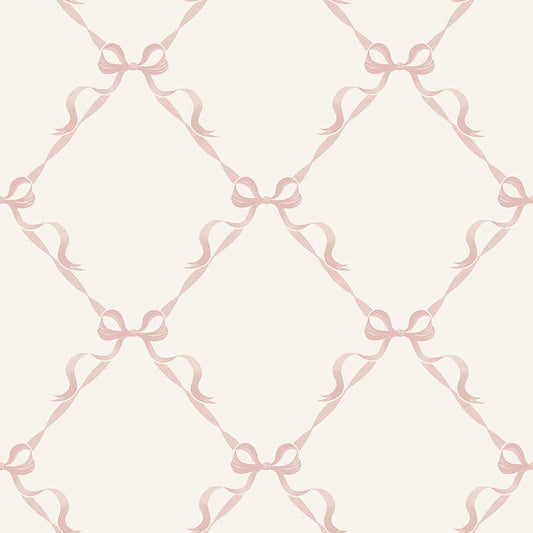 Tied With a Bow Wallpaper - Cream/Pink