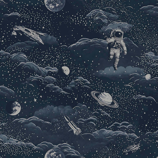 Lost In Space Wallpaper - Midnight Blue & Silver