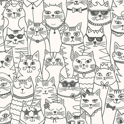 Colour-Me Cats Wallpaper - Black & White