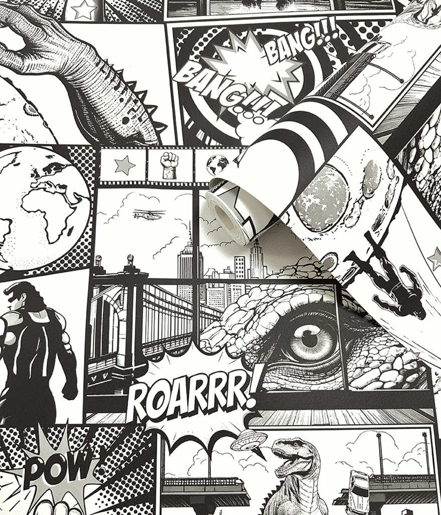 City Hero - Comic Wallpaper - Black & White