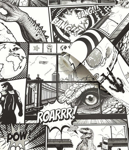 City Hero - Comic Wallpaper - Black & White
