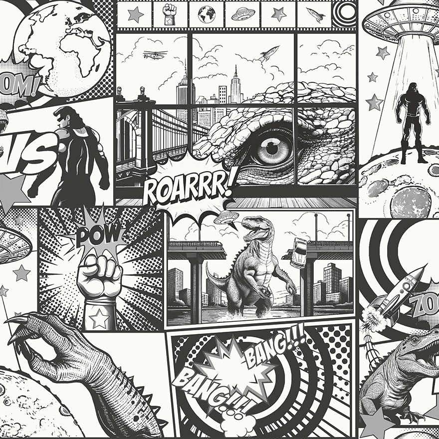 City Hero - Comic Wallpaper - Black & White