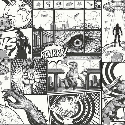 City Hero - Comic Wallpaper - Black & White