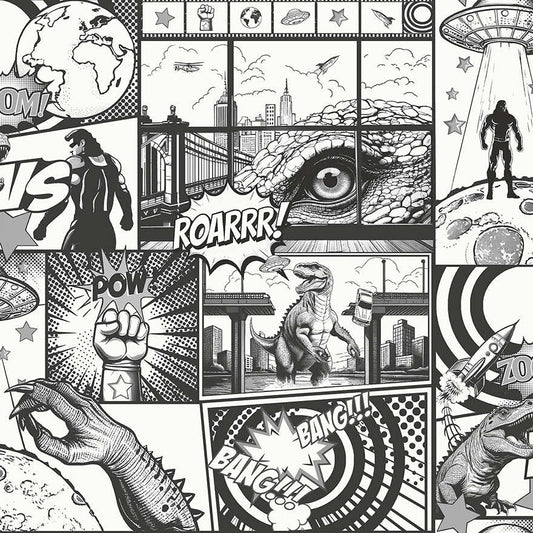 City Hero - Comic Wallpaper - Black & White
