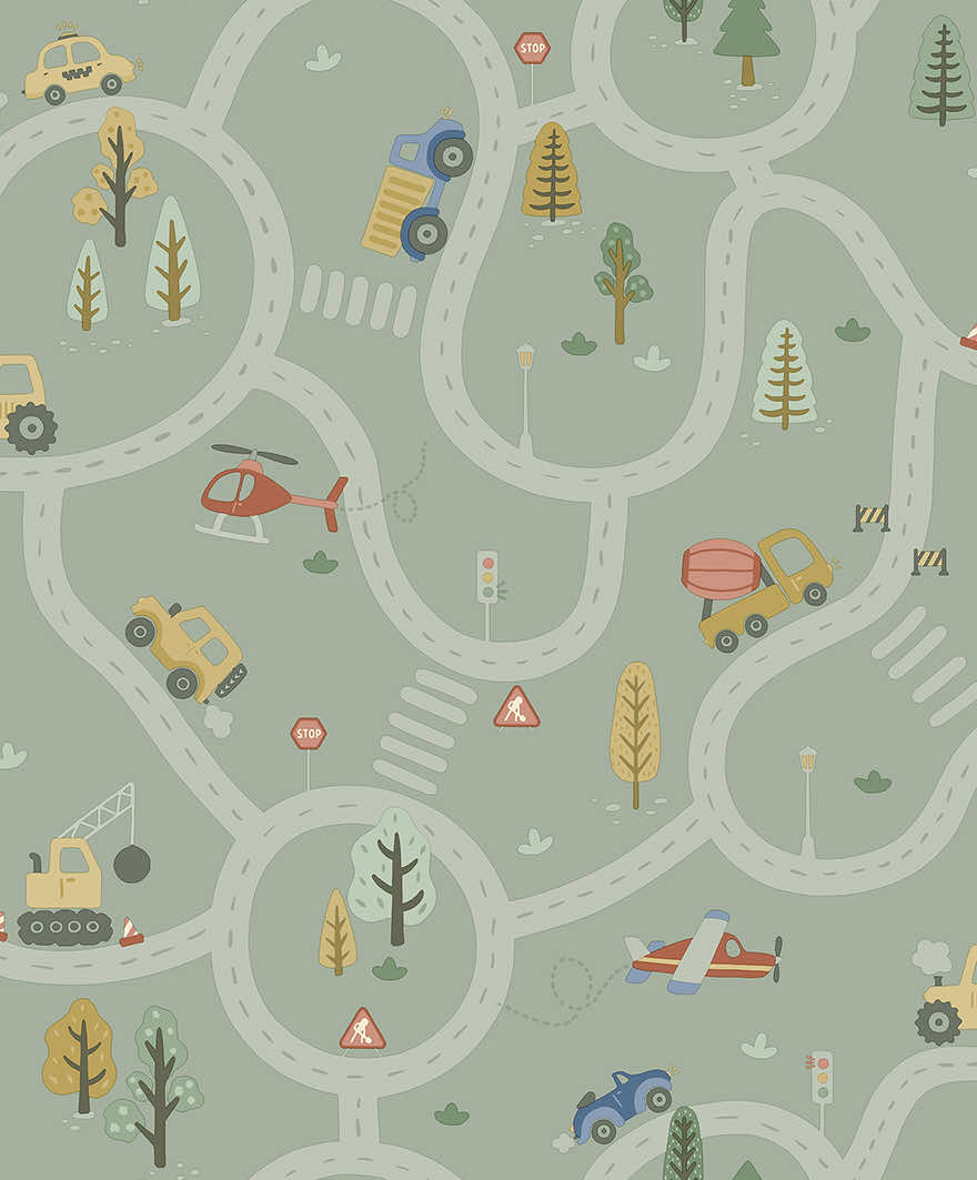 Roundabout Road Wallpaper - Sage