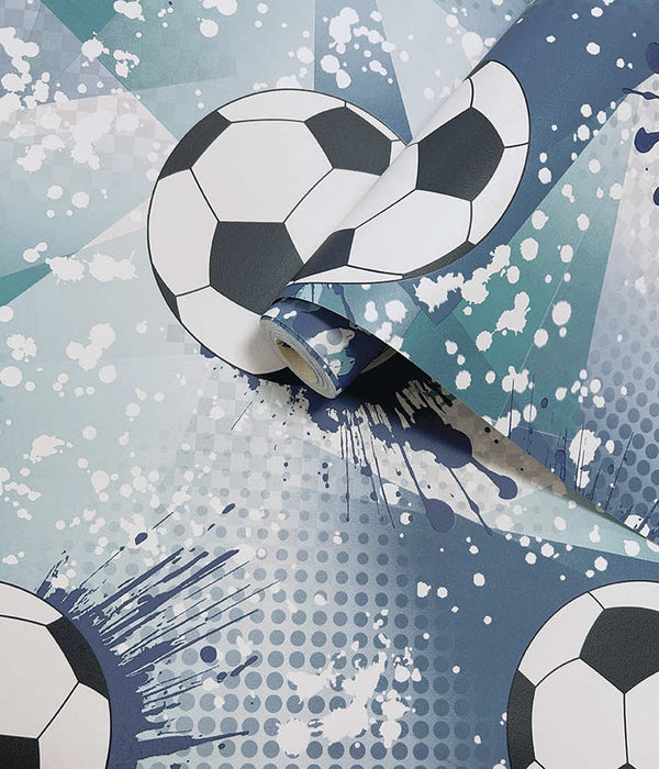 Sample - Football Frenzy Wallpaper - Navy/Teal