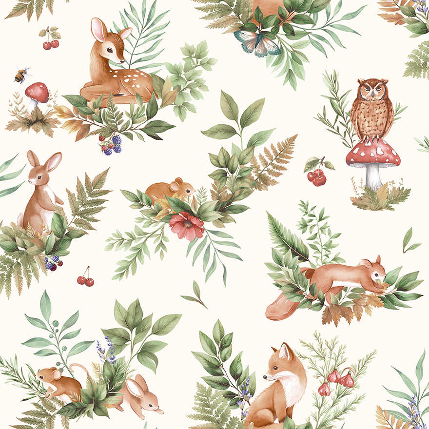 Forest Friends Wallpaper - Cream