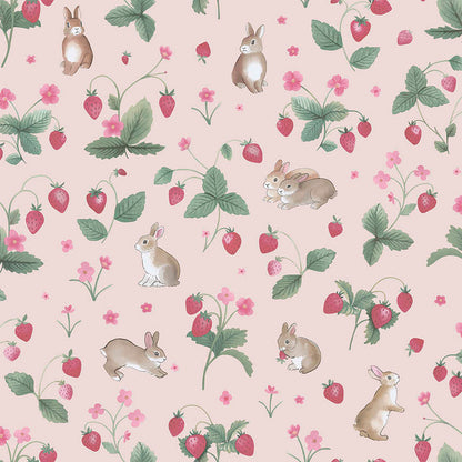Bunnies & Berries Wallpaper - Pink