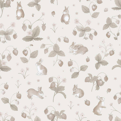 Bunnies & Berries Wallpaper - Neutral