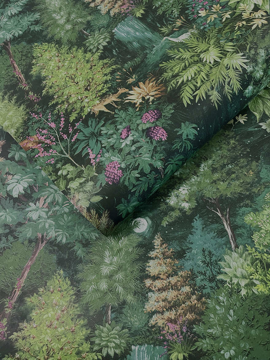 Midnight Woods Wallpaper – Green