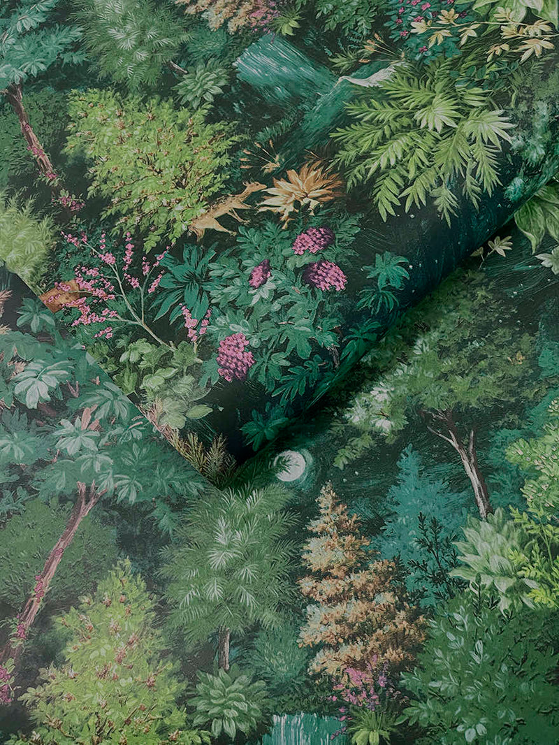 Midnight Woods - Wallpaper - Green