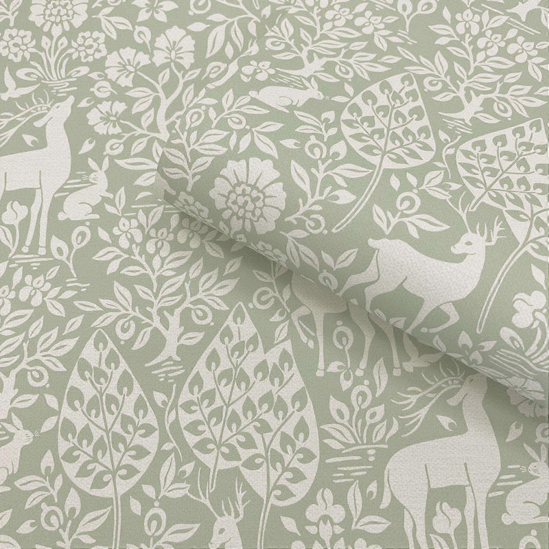 Deer Woods - Wallpaper - Sage