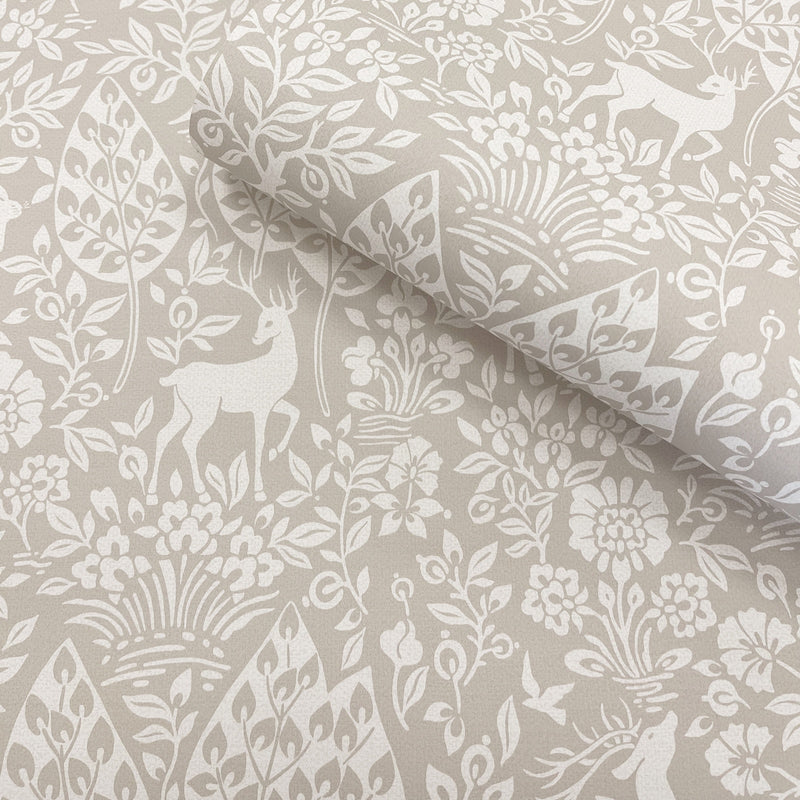 Sample - Deer Woods Wallpaper - Taupe