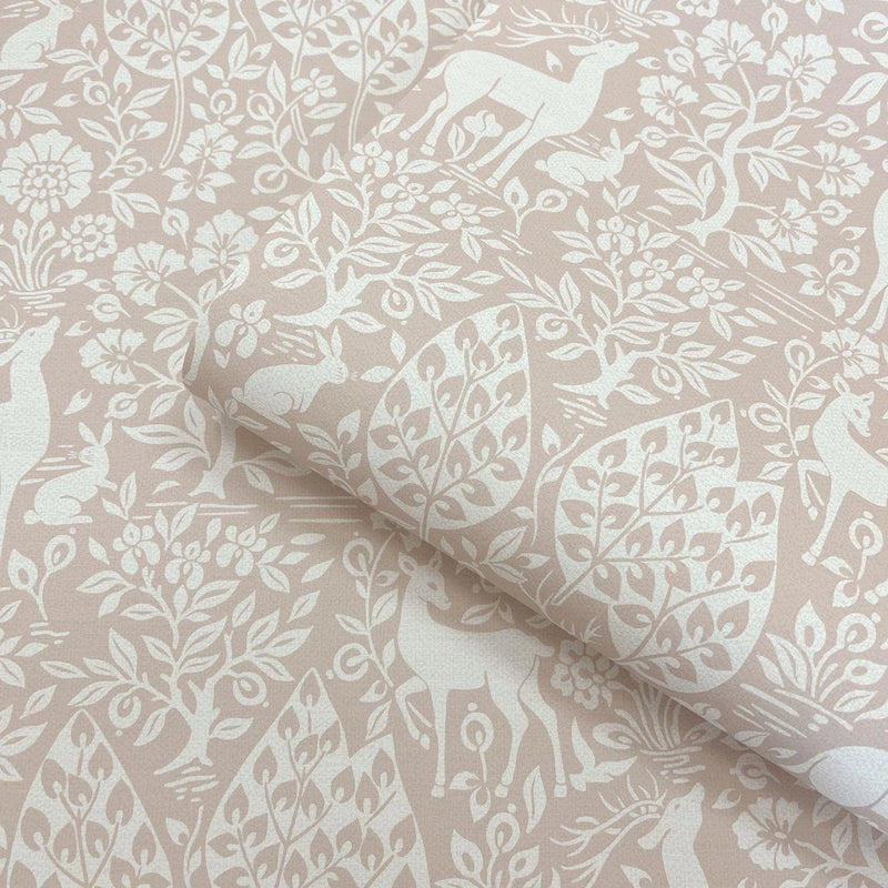 Sample - Deer Woods - Wallpaper - Pink