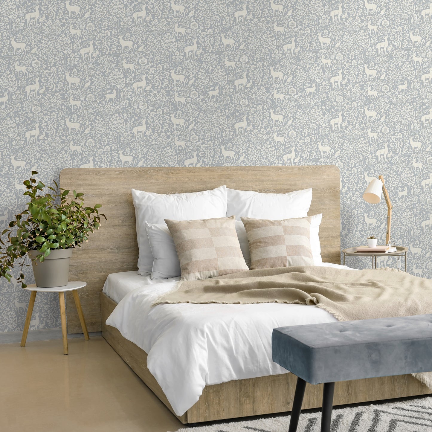 Deer Woods Wallpaper – Blue