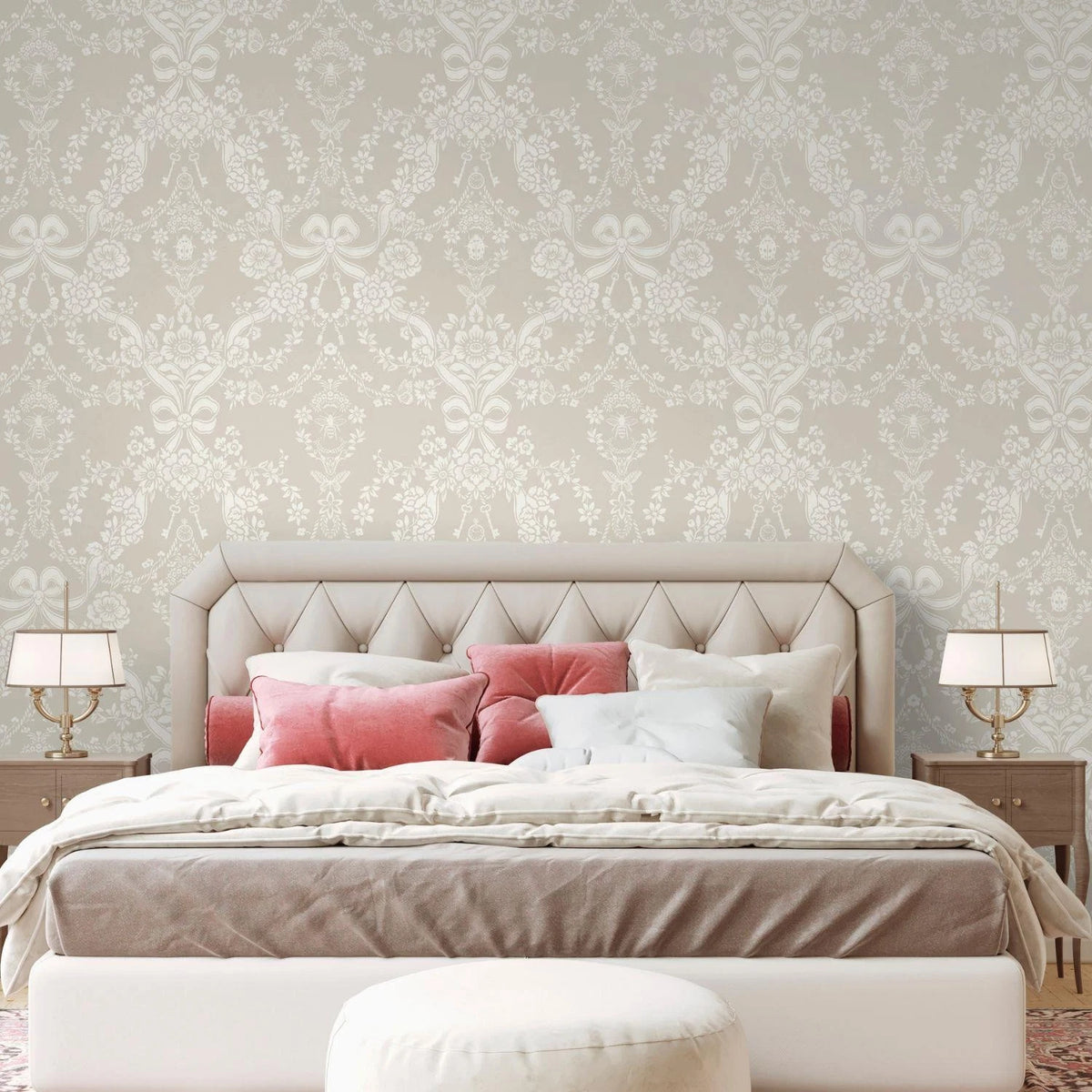 Bow Damask - Wallpaper - Taupe