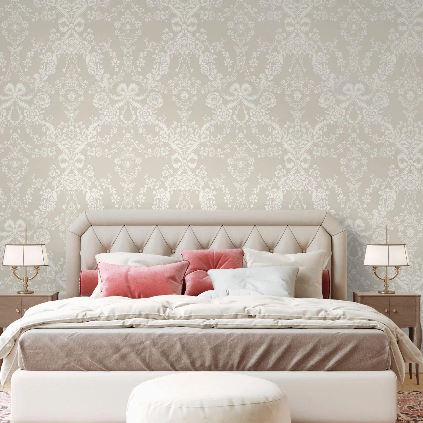 Bow Damask - Wallpaper - Taupe