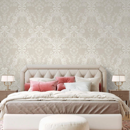 Bow Damask - Wallpaper - Taupe
