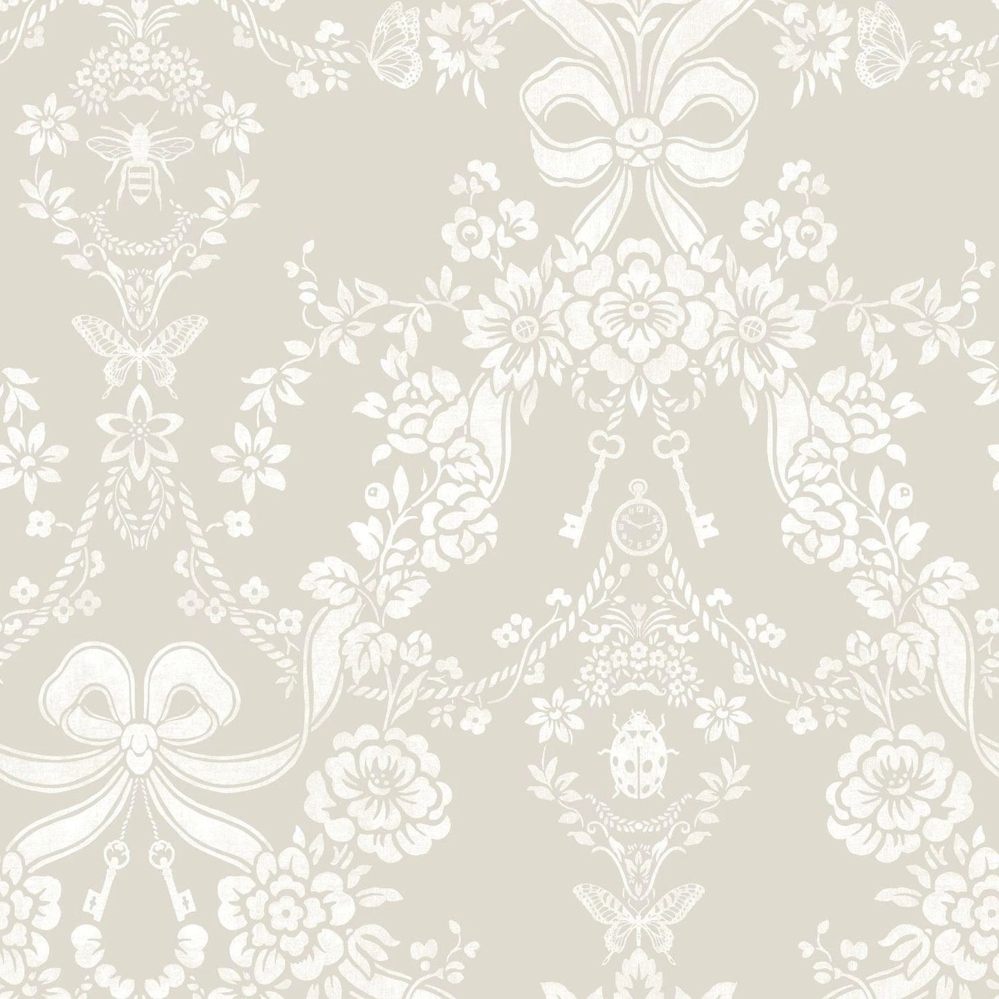Bow Damask - Wallpaper - Taupe