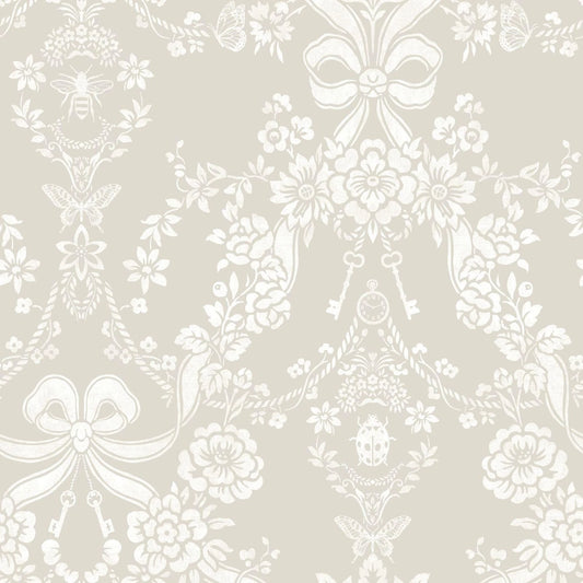 Bow Damask - Wallpaper - Taupe