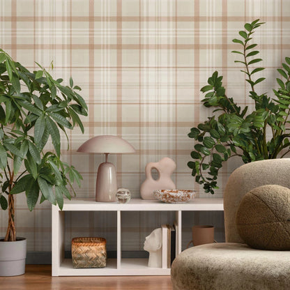 Kirkham Check - Plaid Wallpaper - Orange