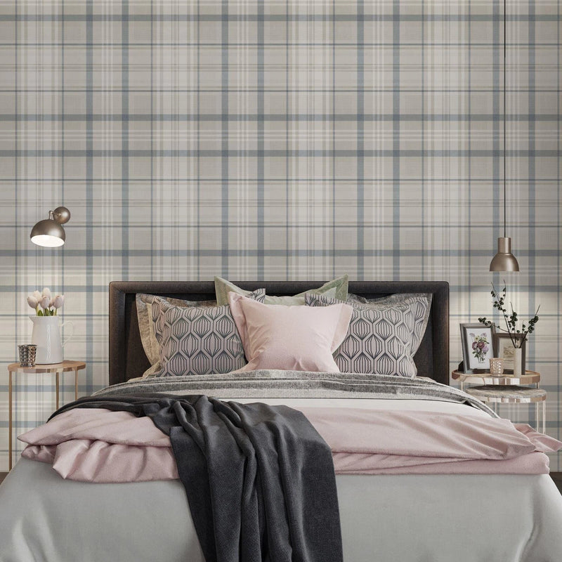 Sample - Kirkham Check - Plaid Wallpaper - Navy