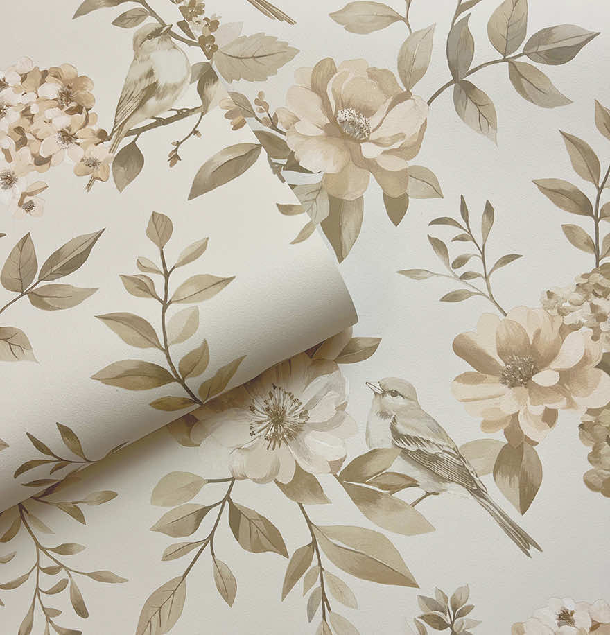 The Bird Garden – Feathered Hideaway Wallpaper – Neutral