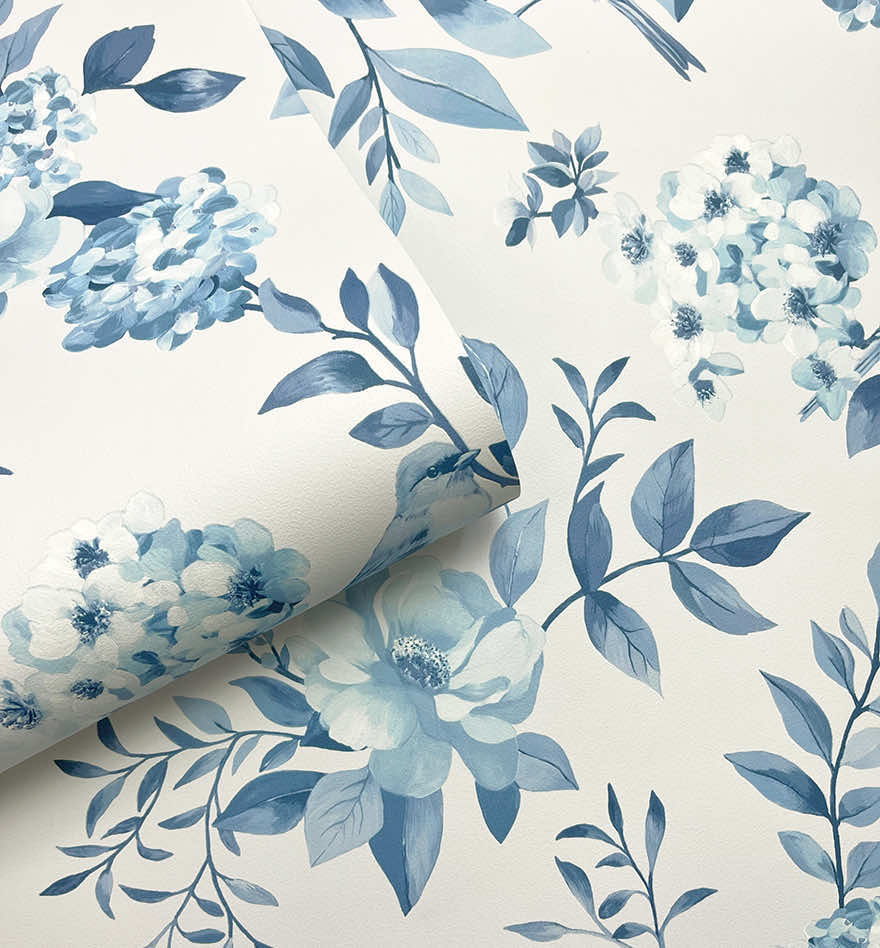 The Bird Garden – Feathered Hideaway Wallpaper – Blue