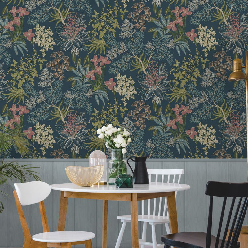 Sample - Full Bloom Wallpaper - Teal