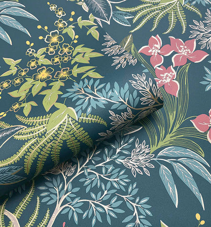 Full Bloom Wallpaper - Teal