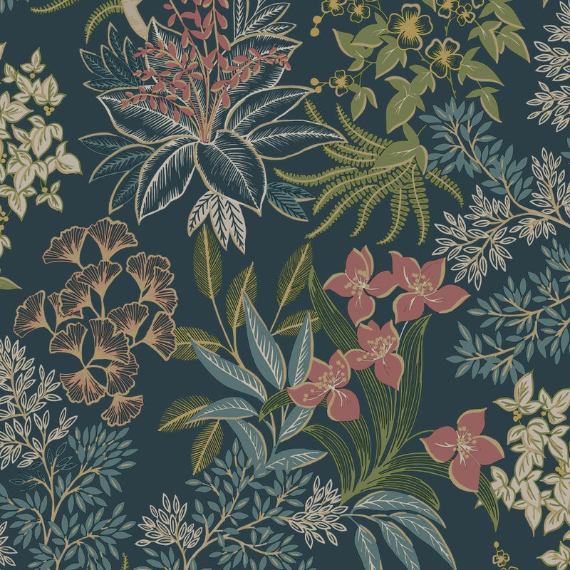 Sample - Full Bloom Wallpaper - Teal