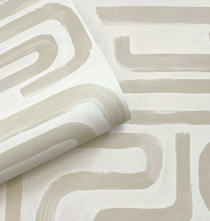 Brushed Geo – Hand Painted Geometric Wallpaper – Neutral