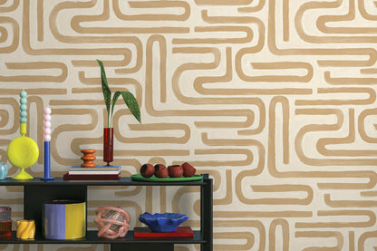 Brushed Geo Wallpaper - Orange roomshot