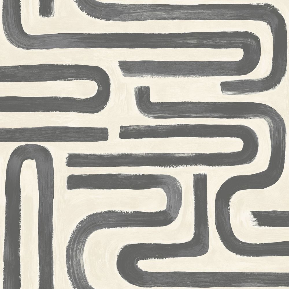 Brushed Geo Wallpaper - Charcoal Cream