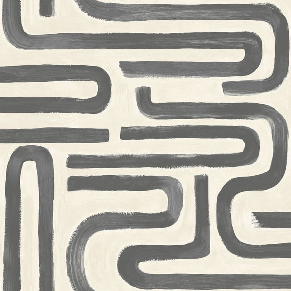 Sample - Brushed Geo Wallpaper - Charcoal Cream