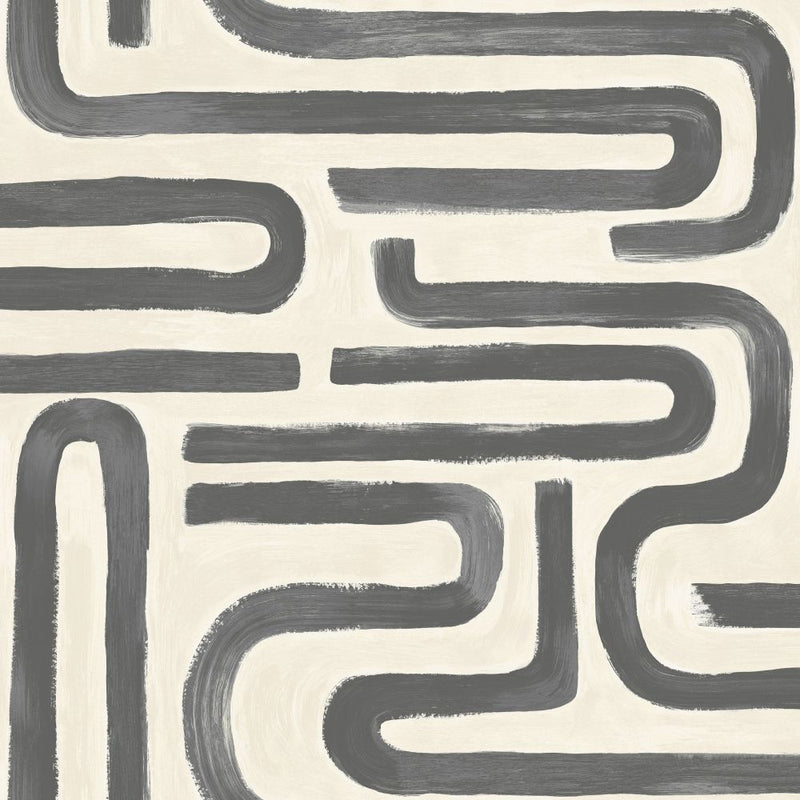 Sample - Brushed Geo Wallpaper - Charcoal Cream