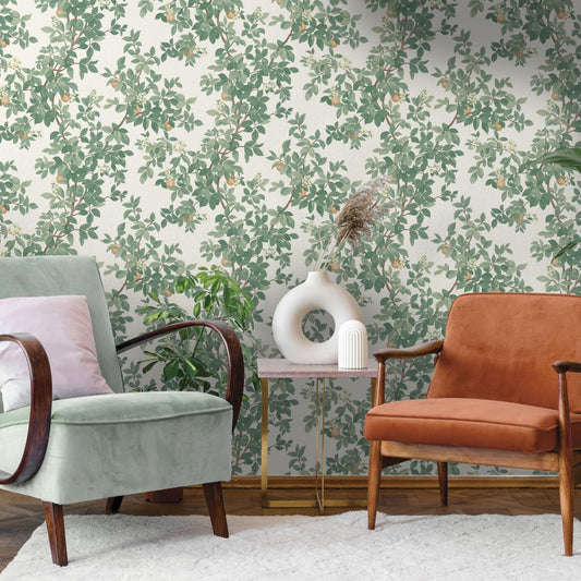Orange Tree - Wallpaper - Cream Green