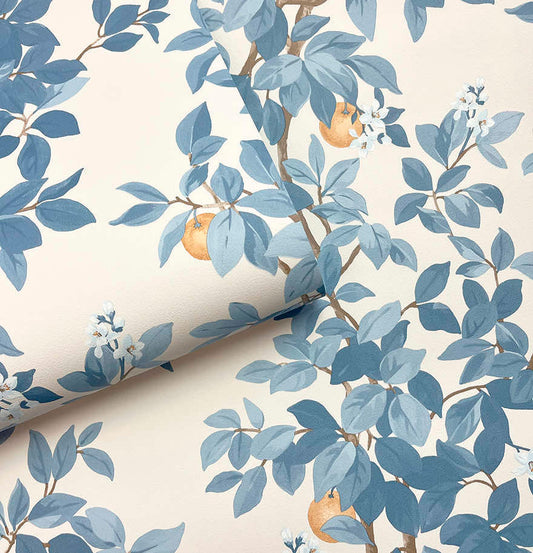 Orange Tree - Wallpaper - Blue White