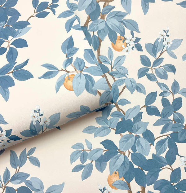 Sample - Orange Tree - Wallpaper - Blue White