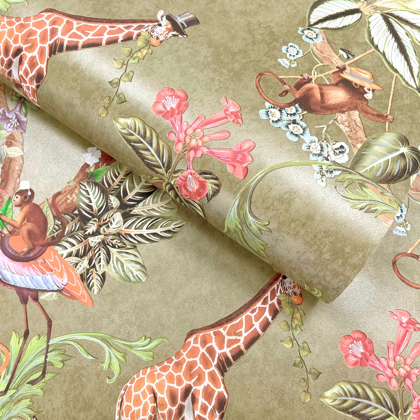 Safari Symphony – Whimsical Jungle Wallpaper – Gold